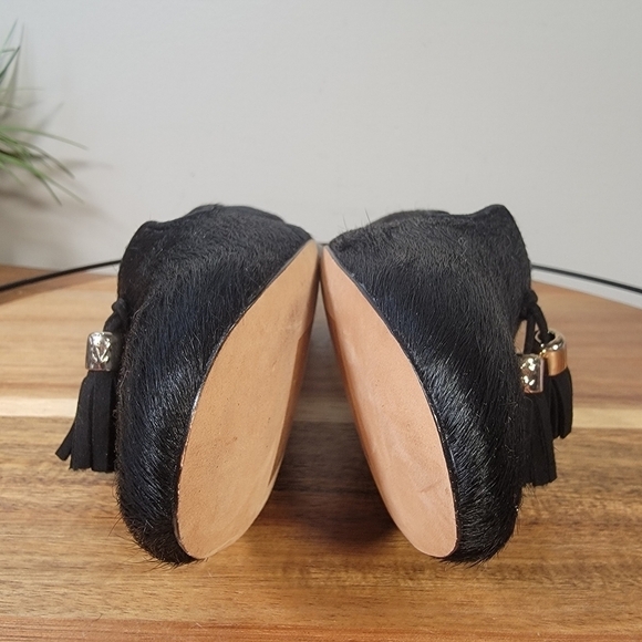 VC Signature Black Calf Hair Leather Tassel Loafers Size 8 - Picture 8 of 17